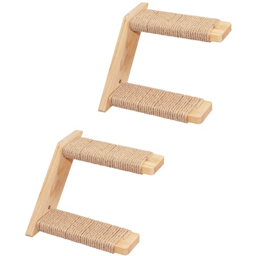 Juego de 2 escaleras para gatos, pared de escalada para gatos, escalera de gato con cuerda de yute, montaje en pared, muebles para gatos, pared de escalada