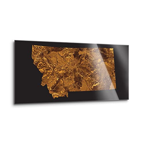Soulfine, Glass Wall Art, Copper Montana State, 8"X16" Frameless, Tempered Glass, High Definition Printing, Home Décor. #TOP1