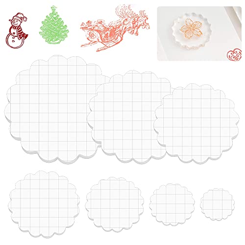 KLYNGTSK 6 PCS Sellos de Silicona, Bloques de Perforación, Bloque de Acrílico para Sellos, 12/10/8/6/4/3/2,5cm, Bloque de Sello Acrílico con Líneas de Cuadrícula para álbumes de Recortes, Manualidades