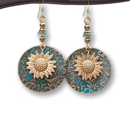 La Luen Women Fashion Elegant Vintage Sunflower Earrings Dangle Boho Bohemian Sunflower Hook Earrings For Women Girls (Bohemian Style) #TOP5