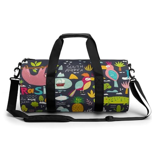 Sac de sport gym motif paresseux baleine - Sac de voyage duffel 45x23x23cm