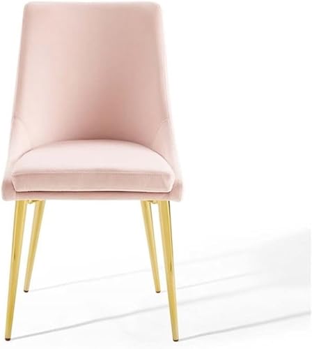 Miniatura 4 de Modway Viscount Performance - Silla de comedor de terciopelo con patas de acero inoxidable dorado en color rosa