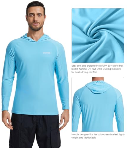 2 Pack Men’s UPF 50+ Fishing Shirts Long Sleeve UV Sun Hoodie Quick-Dry Swim Rash Guard Lightweight Shirt for Outdoor4