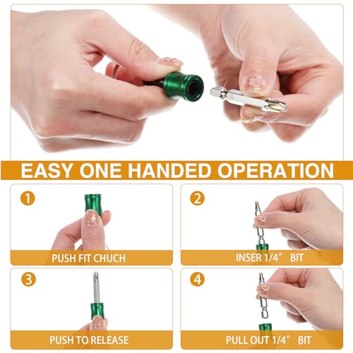 Zonon JAX-230816-C 10 Set 1/4 Inch Hex Shank Aluminum Alloy Screwdriver Bits Holder Bulk Extension Bar Drill Screw Adapter Change Keychain Portable Light Weight Bit Holder thumb #4