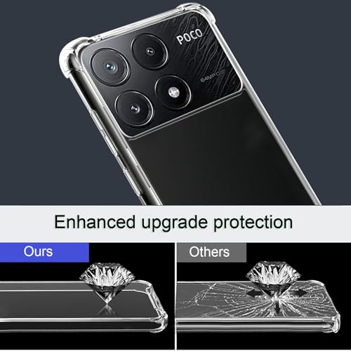 USTIYA Case for Xiaomi Poco X6 Pro 5G / Redmi K70E 5G (No for K70) Clear TPU Four Corners Military-Grade Protection Cover Transparent Soft funda