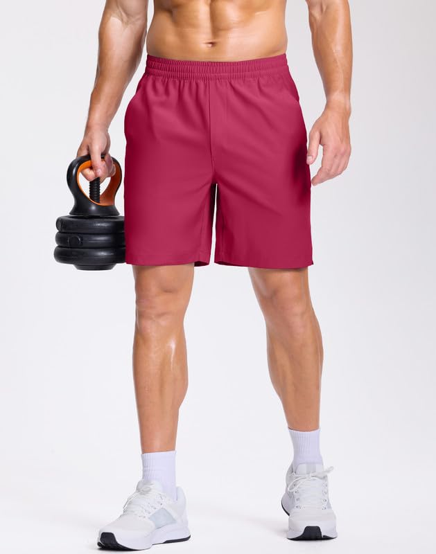 Image of GGJ Men's Lightweight Athletic Shorts with 2 Zipper Pockets 7 inch /9 inch /5 inch Gym Workout Running Quick Dry Tennis Shorts for Men