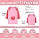 BETESSIN Malkittel Kinder 7-11 Jahre - Wasserdicht Malschürze für Mädchen Körpergröße 120-140cm - Malkittel Schule 1. Klasse - Schulanfang & Einschulung Geschenk Mädchen & Jungen (Rosa)