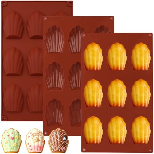 Surflyee 3Piezas Molde de Silicona para Madeleine Madeline Tin para Hornear
