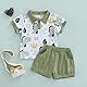 ESSECMBS Kinder Kleinkind Baby Jungen Sommer Niedlich Dinosaurier Bekleidungsset 2 Stücke Kurzarm Revers Kragen Poloshirt Bluse Einfarbig Kurze Hosen Set (Grün, 18-24 Months)