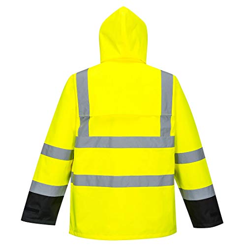 Portwest US366 Hi-Vis Lightweight Waterproof Contrast Rain Jacket - Reflective Contrast Rain Jacket with Hood ANSI Class 33