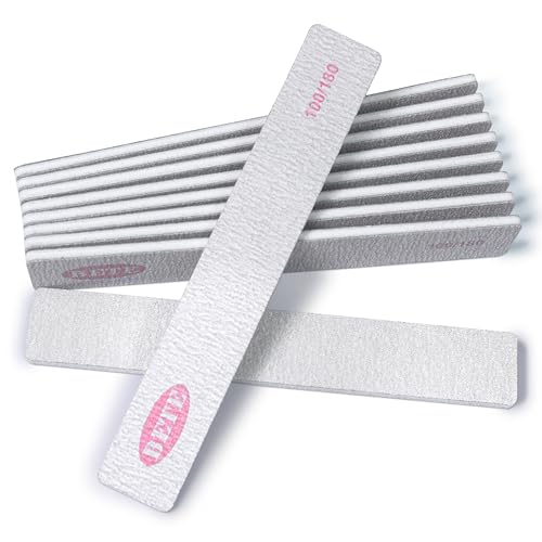 Nail File 10 PCS Professional Reusable 100/180 Grit Double Sides Washable Nail File Manicure Tools for Poly Nail Extension Gel and Acrylic Nails Tools Suit for Home Salon