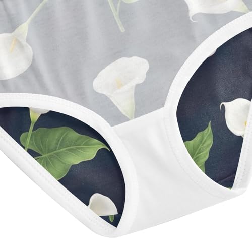 Toddler Girl Briefs, White Calla Lilies Green Leaves Girls' Cotton Brief Underwear, 2–8 Years4