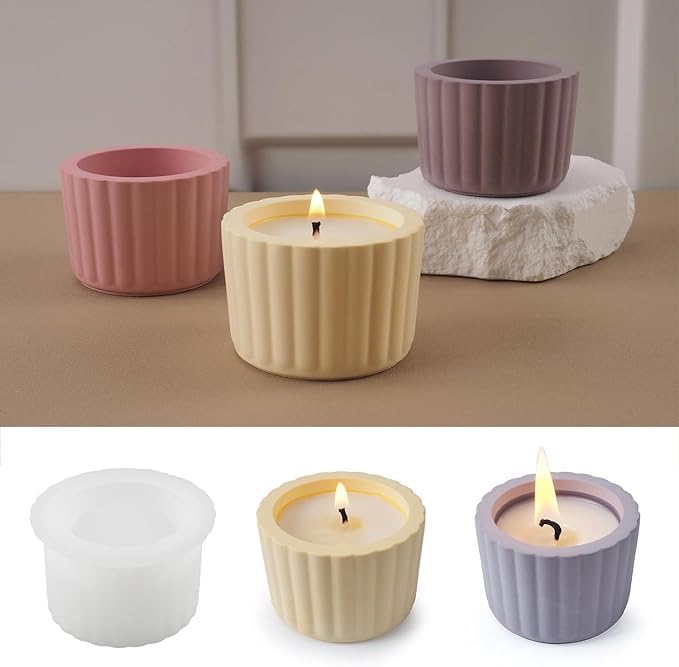 Radiance Store Candle Cup Cement Mold IMini Size Concrete Striped Silicone Epoxy Casting Candlestick Mould IDIY Handmade Necklace Art Crafts Jewelry Storage Box Ring Trinket Container Home Decorations-image-25