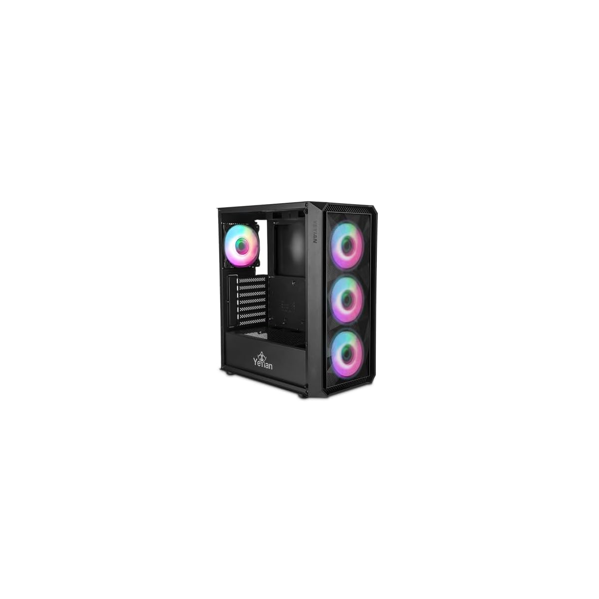 YEYIAN-Scatola-PC-Gamer-Lancer-ARGB-Torre-Media-Piastre-ATX-Micro-ATX-Mini-ITX-Frontale-Mesh-Pannello-Laterale-Vetro-Temperato-Trasparente-4-Ventole-PWM-3-Anteriori-1-Posteriore-120mm-1600RPM
