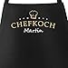 SpecialMe® Küchen-Schürze eigener Name Schriftzug Chefkoch individualisierbar Kochschürze Männer personalisierte Geschenke schwarz Unisize