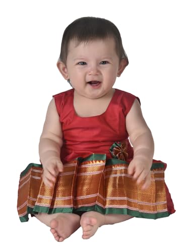 Girl's Traditional Ethnic Wear Paithani Silk Knot Frock