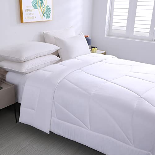 Perkily Bamboo Fiber Fabric Down Alternative Filling King Size Comforter All Seasons Good Air Permeability Healthy And Skin Friendly Organic Breathable Cool Lightweight Smooth Soft Milk White #TOP1