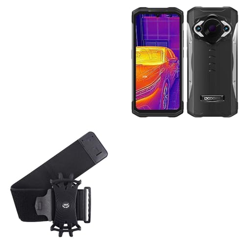 BoxWave Holster Compatible with Doogee S98 Pro - ActiveStretch Sport Armband, Adjustable Armband for Workout and Running - Jet Black