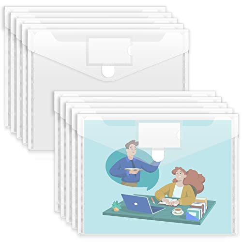 Sooez 10 Pack Plastic Envelopes File Folders, Clear Folder for Document US Letter A4 Size Poly...