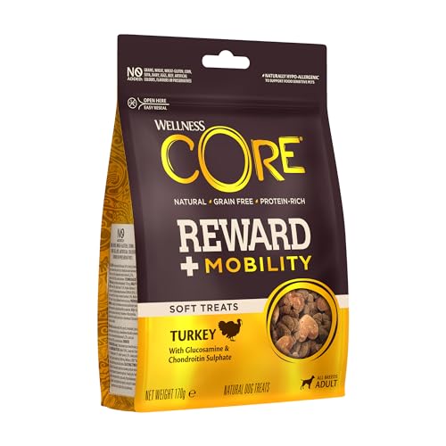 Wellness CORE Reward+ Tacchino, Snack Morbidi per Cani, Favoriscono la Mobilità, Naturali, Senza Cereali, Ricchi di Proteine, 170 g