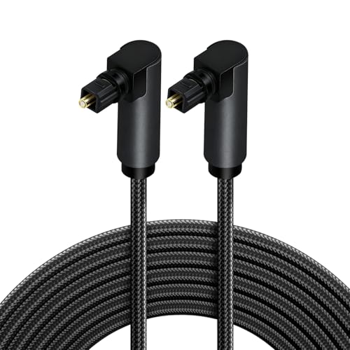 90 Degree Optical Cable 3 Meter, 360 Degree Rotatable Right Angle Optical Audio Toslink Cable Dual 90° Optical for Soundbar to TV Home Cinema S/PDIF PS4 Xbox Stereo System Game Console DVR Speaker