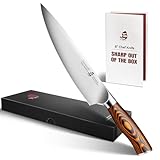 TUO Cutlery Chef knife with Kitchen Chefs knife's best steel - German X50CrMoV15 Stainless Steel and high-tech pakkawood ergonomic handle - 8
