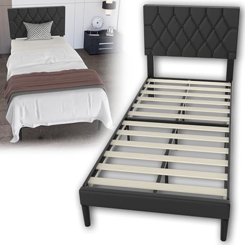 Suusolny Letto imbottito con testiera in pelle e rete a