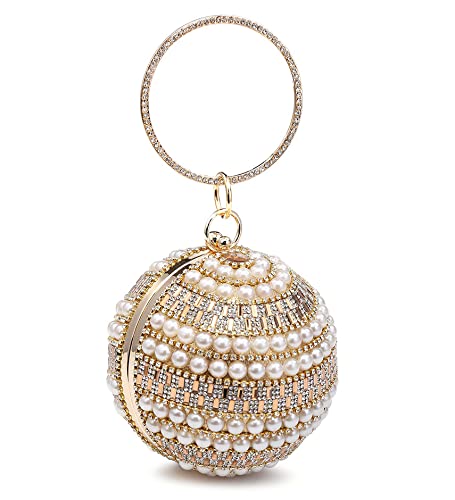 Pochette bal de fin d'année ronde anti-accrocs en strass et perles