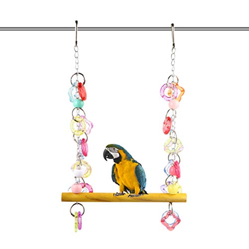 FRCOLOR Parrot Swing Toy Macaw Toys Parakeet Toys Hanging Bird Toys Jaulas para Pajaros Periquitos Parrot Stand Toy Pet Bird Swing Toy Chew Toys Pet Bird Swing Stand Wooden Birds Birdcage