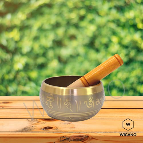 Image of Brass Sound Singing Bowl for stress relief Meditation with striker stick Bell Sound (5 inchX3 inch Grey)