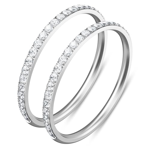 2-Pack 14K Gold Plated Stacking Rings for Oura Gen 4/Oura Gen 3, Cubic Zirconia Simulated Diamond Oura Ring Stack for Wo - Detailed View