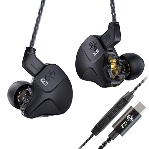 Yinyoo CCZ Sonata DC03 - Cuffie USB-C IEM, driver dinamico magnetico da 10 mm, alta fedeltà per giochi e sport, regalo per PC, audiofilo e cantante (nero)