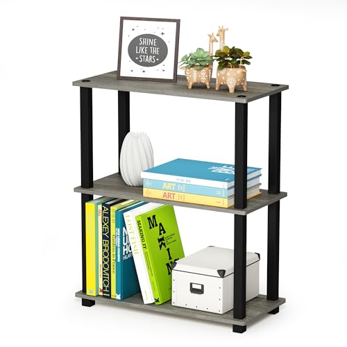 Image of Furinno TURN-S-TUBE Storage Shelves, 3-Tier Book Shelf, Corner Shelf, Toolless Open Shelves, for Organization and Storage, Living Room, Garage, Home Office, French Oak
