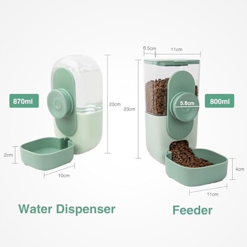 HENYEER Automatischer Futter und Wasserspender für Haustiere,Hängend Futterspender, Automatischer Futterspender für Kleine Haustiere - Kaninchen, Frettchen, Katzen, Hunde, Vögel(grün)