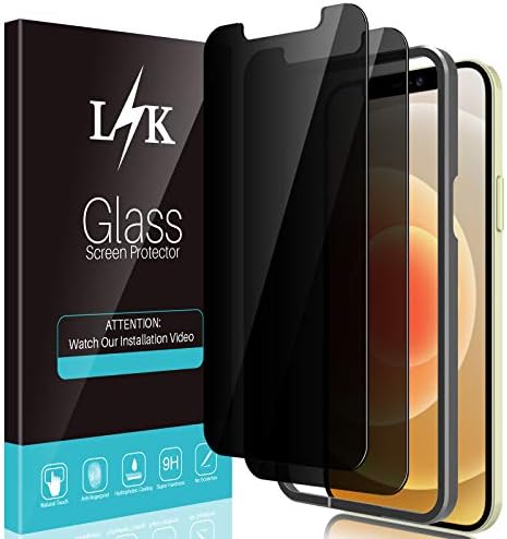 LϟK 2 Pack Privacy Screen Protector Compatible with iPhone 12/12 Pro 5G 6.1 inch - Anti Spy Tempered Glass HD Clear 9H Hardness Bubble Free Case Friendly Alignment Frame