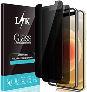 LϟK 2 Pack Privacy Screen Protector Compatible with iPhone 12/12 Pro 5G 6.1 inch - Anti Spy Tempered Glass HD Clear 9H Hardness Bubble Free Case Friendly Alignment Frame
