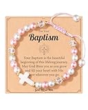 HGDEER Baptism Gifts for Girl, Christening Gifts Idea for Girls Cross Blessing Bracelet for kids Goddaughter