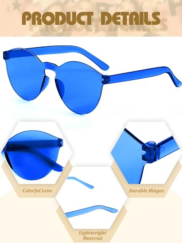 Hoteam 24 Pairs Rimless Round Sunglasses Bulk Tinted Party Sunglasses Transparent Candy Color Eyewear for Women Men Party3