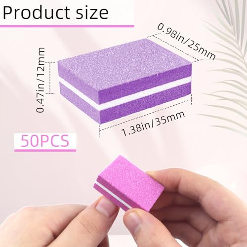 50 Pack Nail Buffers,100/180 Grit Mini Buffer Block, Mini Nail Files for Acrylic & Natural Nails,Double-Sided Buffing Blocks for Manicure & Pedicure, Salon & Home Use (Multi-Colored) - Thumbnail 3