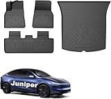 Mixsuper Floor Mats & Cargo Liner for Tesla Model Y Juniper 2025 2026 5 Seat,All Weather TPE Floor Liner Trunk Cargo mat Protectors,Full Set Car Mats for Model Y Accessories,Black