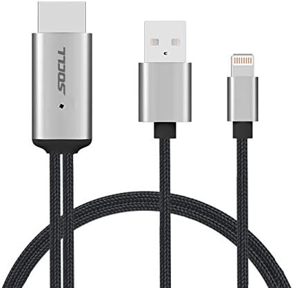 HDMI Cable for iPhone, SOCLL HDMI Adapter Cord for iPhone,1080P Digital AV Converter for iPhone X/8/7/6 to TV/Projector,Plug and Play,Space Grey,6 Feet