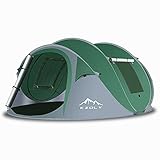 EZOLY Pop Up Zelt für4-5 Personen für Familiencamping bewertet mit UPF 50+ für UV-wasserfesten, windfesten Sonnenschutz 295 cm (L) × 205 cm (B) mit 130 cm (H) Mittenhöhe