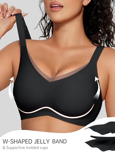 OEAK Womens Wireless Bras V Mesh Comfortable Bralette Supportive Tshirt Bra No Underwire Seamless Push Up Everyday Bras