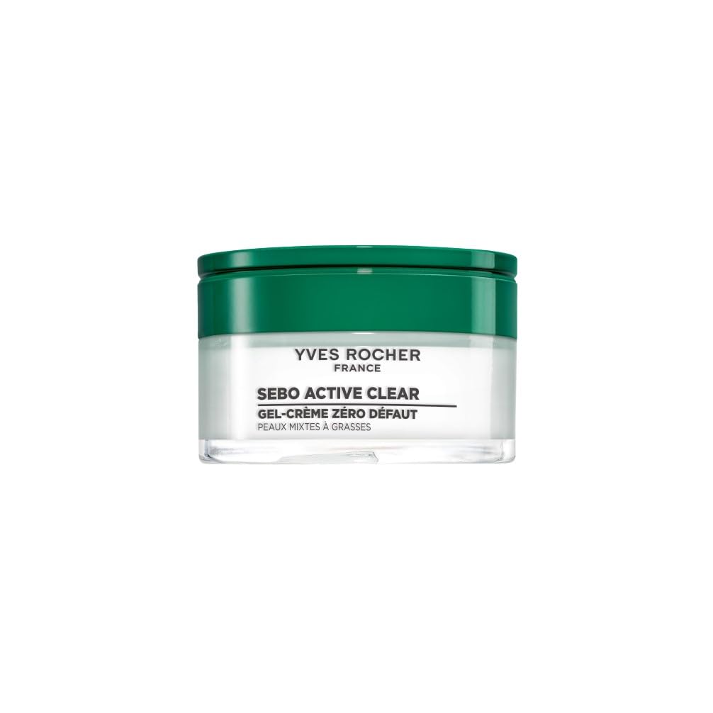 Yves Rocher SEBO ACTIVE CLEAR Zero Blemish Gel-Creme – Anti-Pickel & Mattierend – 91% Natürlicher Ursprung – Verfeinertes Hautbild – 50ml