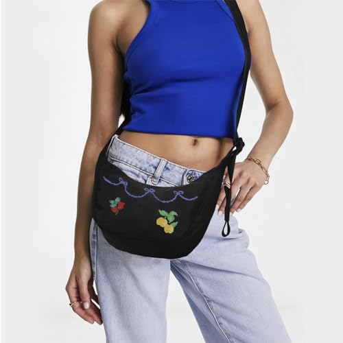 Image of Medium Nylon Crossbody Crescent Bag: Slouchy Style Shoulder Casual with Adjustable Strap