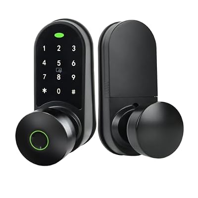 Digital Keypad Fingerprint Door Knob Lock,Keyless Entry Electronic Code Door Lock,5-in-1 Unlocking Method Smart Locks for Front Door-Matte Black