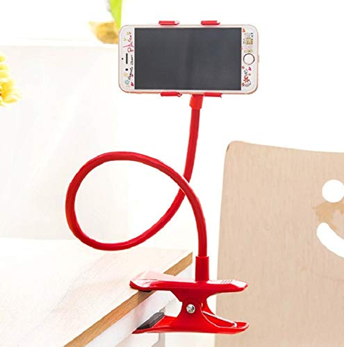 Soporte de escritorio Lazy para HTC Desire 21 Pro Smartphone Pinza Clip Universal Flexible Regulable (Rojo)