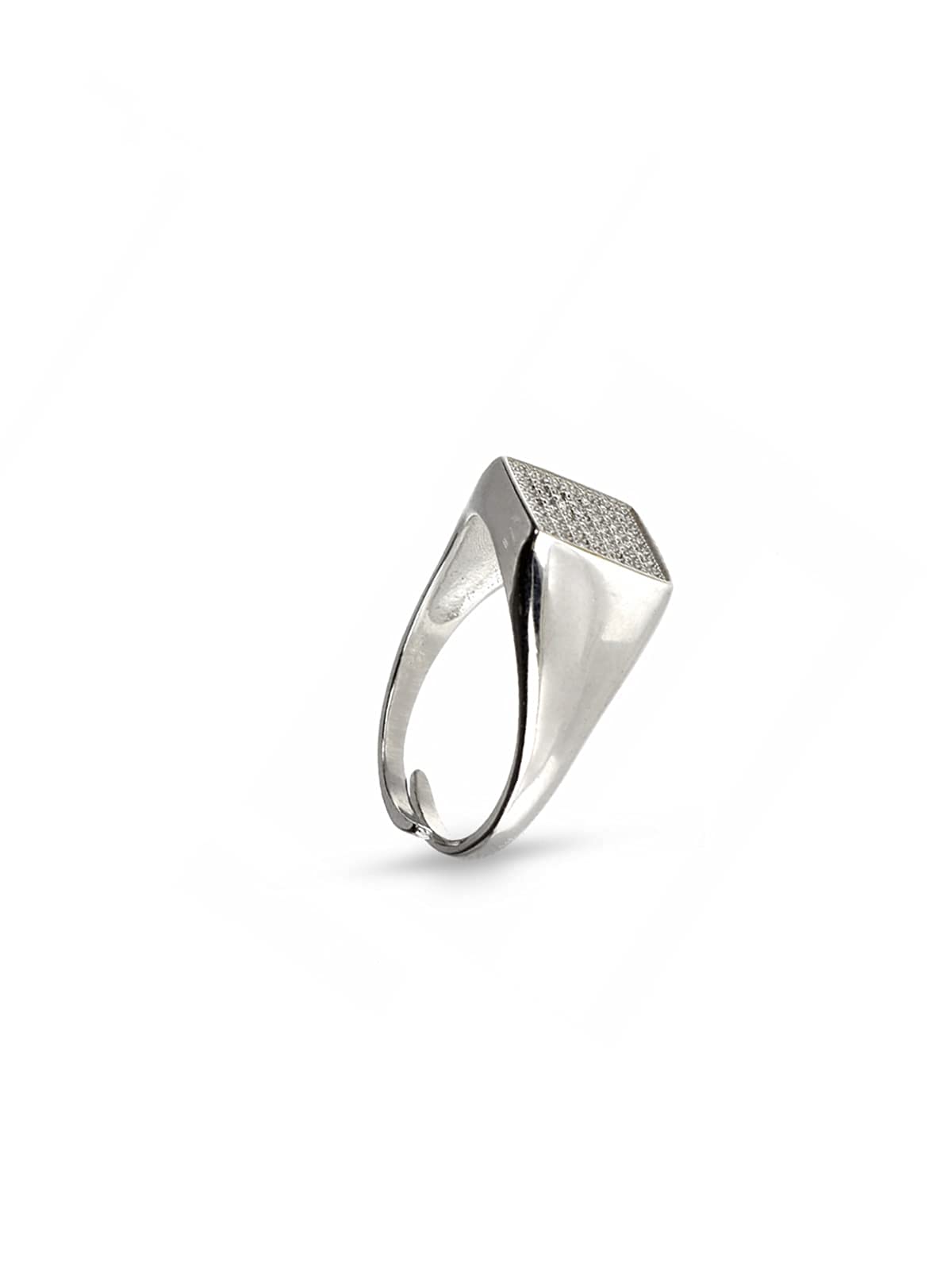 Anello Chevalier da Mignolo in Argento 925% Regolabile Quadrato Zirconato - Anello con Zirconi Donna e Ragazza