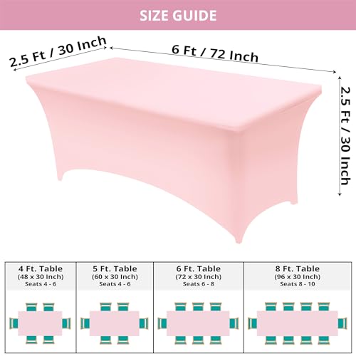 image for Utopia Kitchen Spandex Tablecloth 2 Pack [6FT, Pink] Tight, Fitted, Wa