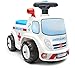 Falk - Porteur Ambulance - Dès 12 Mois - Fabriqué en France - Volant directionnel avec klaxon - Levier à Effet sonore - Coffre de Rangement - Plaque d'immatriculation Personnalisable - 701